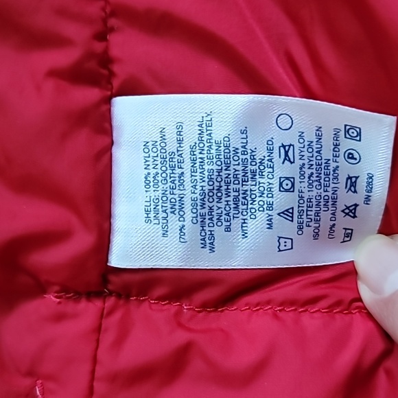 Lands End vest red down-filled Lg 42-44 mens snap closure washable - Picture 6 of 9